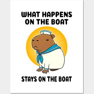 What happens on the boat stays on the boat Capybara Sailor Posters and Art